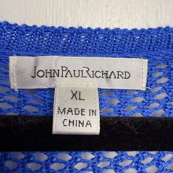 Blue Ombre Open Knit Sweater Womens XL Long Sleeve Vacation Greece Rayon - Picture 3 of 6